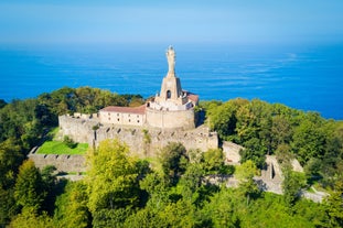 Photo of panoramic aerial view of San Sebastian (Donostia) on a beautiful summer day, Spain.