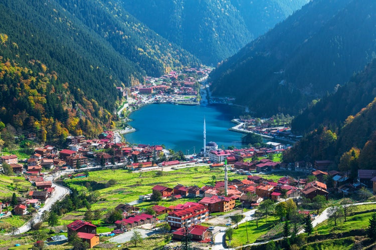 Photo of mountain village of Uzungol in Trabzon, Turkey.