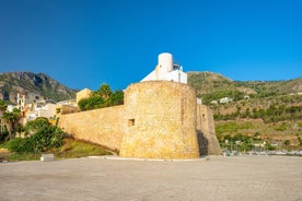 photo of an aerial panoramic view of Castellammare del Golfo town, Trapani, Sicily, Italy.