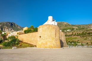 photo of an aerial panoramic view of Castellammare del Golfo town, Trapani, Sicily, Italy.