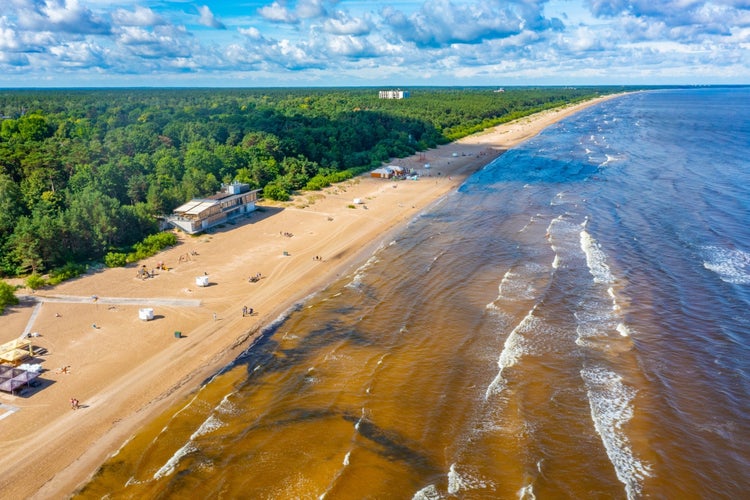 Panorama view of a beach in Jurmala, Latvia.