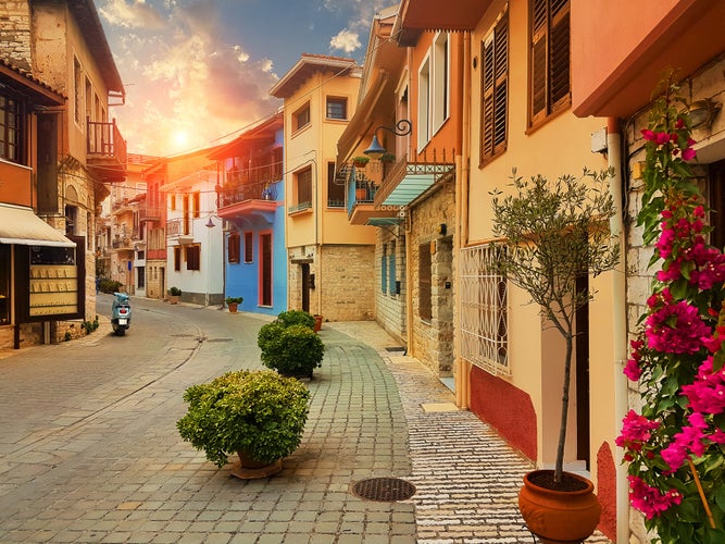 Photo of Ioannina city old tranditional pedestrian street called Soutsou in greece.