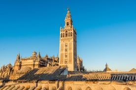 Photo of view from the top of the Space Metropol Parasol (Setas de Sevilla) one have the best view of the city of Seville, Spain.