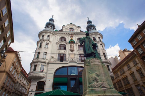 photo of view of View of the Johannes Gutenberg Monument on Lugeck square, Vienna,Vienna Austria.