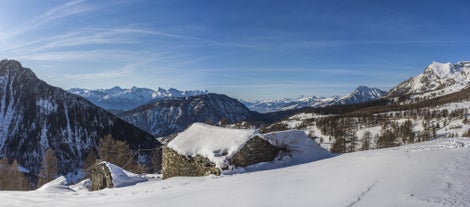 photo of aerial view of Ayas is a commune in the Aosta Valley region of northwestern Italy.