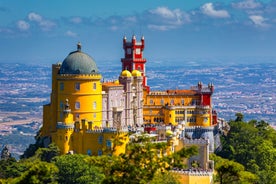 Photo of Baroque facade of Queluz National Palace and Neptune Fountain in Sintra, Lisbon district, Portugal.