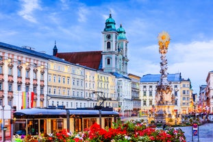 Photo of panoramic aerial view of Schladming, Austria.