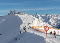 photo of an aerial view of winter resort Mayrhofen, Austria.