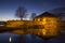 Christiansholm Fortress in Kristiansand, Norway. In twilight and sunset.