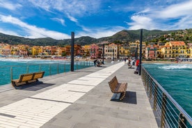 Photo of beautiful street and traditional buildings of Savona, Liguria, Italy.