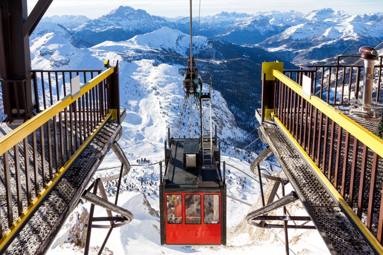 photo of cableway in the Dolomites in Cortina d'Ampezzo in Italy.