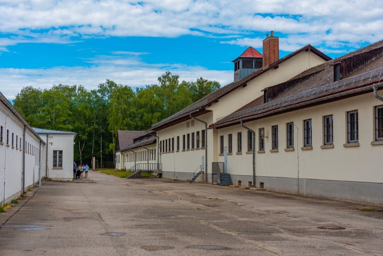 Photo of Buildings at Dachau concentration camp in Germany.