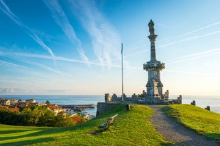 Photo of panoramic aerial view of San Sebastian (Donostia) on a beautiful summer day, Spain.