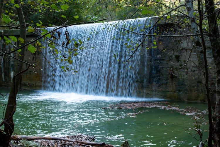 photo of view of acqua ccheta walls casentino national park autumn colors, Arezzo, Italy.