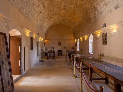 photo of view interior Ιερά Μονή Αρκαδίου, Greece.