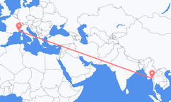 Vluchten van Mawlamyine naar Nice