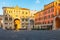 photo of Piazza dei Signori in Verona old town with Dante statue. Tourist destination in Veneto region of Italy