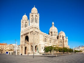 Saint Jean Castle and Cathedral de la Major and the Vieux port in Marseille, France.