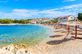 Photo of Rogoznica turquoise bay and Dragon Eye lake aerial view, Dalmatia region of Croatia.