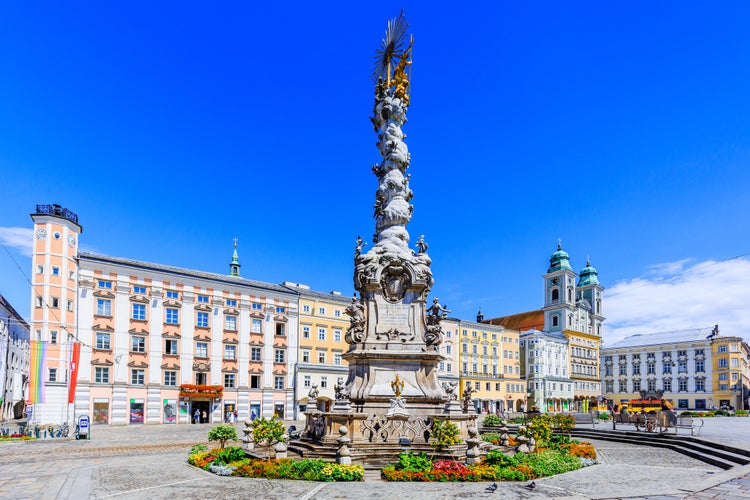 Photo of Holy Trinity column on the Main Square, Linz, Austria. 