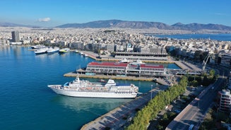 Photo of  A popular beach on the city coast, Piraeus, Greece.