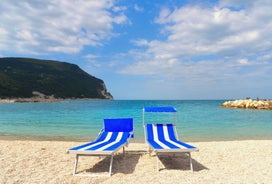 photo of majestic sunrise in Numana public beach. Picturesque summer seascape of Adriatic Sea. Colorful outdoor scene of Italy, Europe.