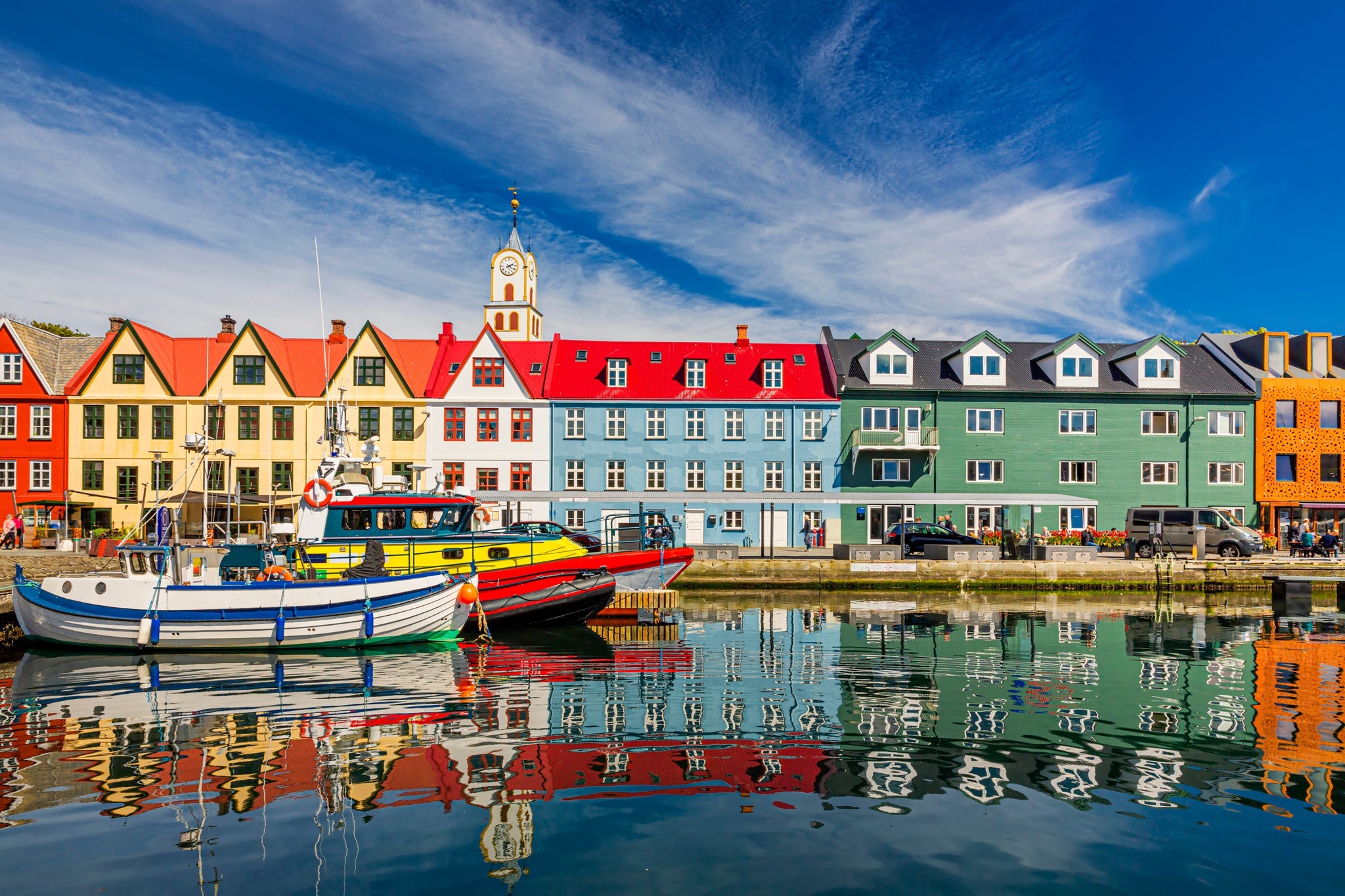 Vestaravag harbor in Torshavn with its boats and colorful buildings.jpg