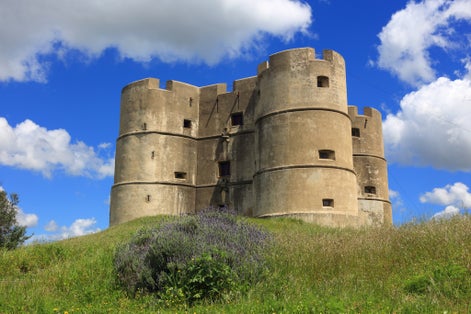 Portugal, Alentejo, Evora. The historical hilltop castle of Evoramonte - built in the early 12th Century.