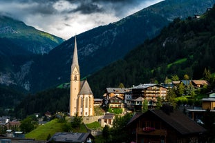 Photo of aerial view of Kals am Grossglockner in Austria.