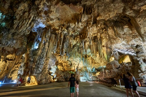 photo of view of A View of Stalactites and Stalagmites in the Famous Magnificent Nerja Caves, Andalusia, Spain
