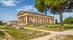 Photo of temple of Hera at famous Paestum, which contains some of the most well-preserved ancient Greek temples in the world, Province of Salerno, Campania, Italy.