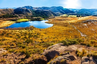 Vagen old town aerial panoramic view in Stavanger, Norway. Stavanger is a city and municipality in Norway.