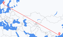 Flyg från Shenzhen, Kina till Röros, Norge