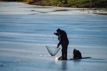 Tour con attività di pesca sul ghiaccio in Finlandia