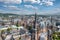 photo of view of Aachen (Germany) skyline panorama. Aerial view of Aachen Cathedral (Germany.: Aachener Dom) with Katschhof square and Town Hall (Rathaus) in background,Aachen 