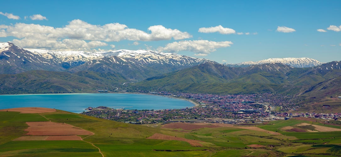 photo of view of View over the Lake Van and the town of Tatvan, in the province of Bitlis, Turkey.