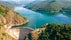 Photo of aerial view of Vidraru dam, in Romania.