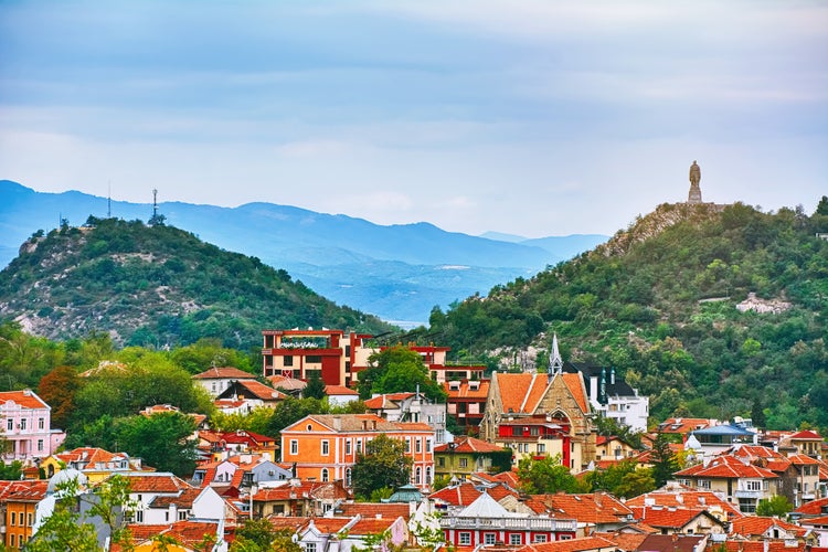 Photo of scenic aerial view of Plovdiv, Bulgaria.