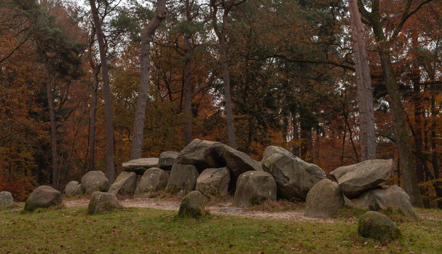 photo of view of The dolmens of Emmen in autumn.