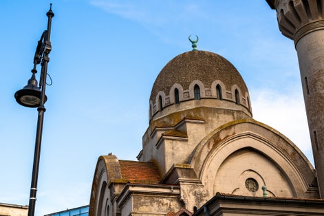 Photo of Great Mahmudiye Mosque built by King Carol I, monument of architecture and religion in Constanta, Romania.