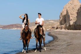 Santorini: Horse riding to the Black Sandy Beach (Eros beach)