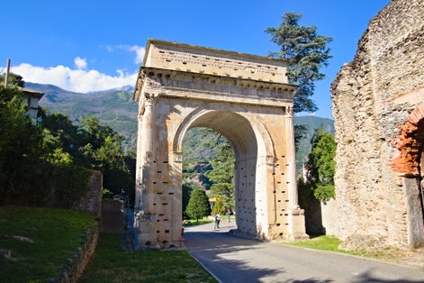 photo of The Arch of Augustus in Susa, Piedmont, Italy, built at the end of the 1st century BC to record the renewed alliance between Emperor Augustus and Marcus Julius Cottius .