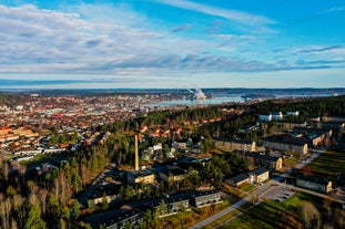 Stockholm old town (Gamla Stan) cityscape from City Hall top, Sweden.