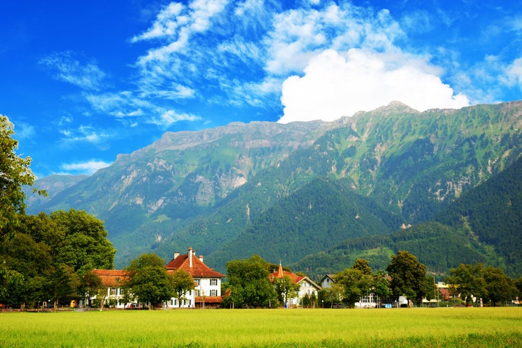 Photo of Interlaken is a Swiss town. It is an important and well-known tourist destination in the Bernese Oberland region of the Swiss Alps.