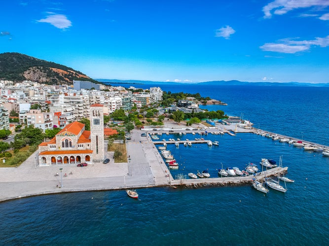 Photo of aerial panoramic view of Volos city, Greece.