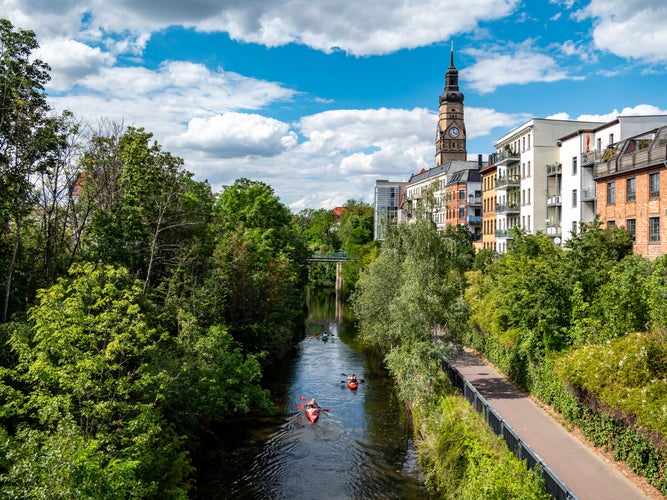 Photo of Karl Heine Canal in the Plagwitz district in Leipzig.