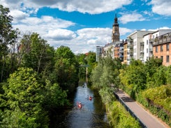 Photo of panorama of New City Hall in Hannover in a beautiful summer day, Germany.