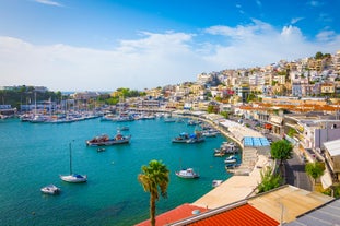 Photo of a small island with a fortress at the coast of Nafplio ,Greece.