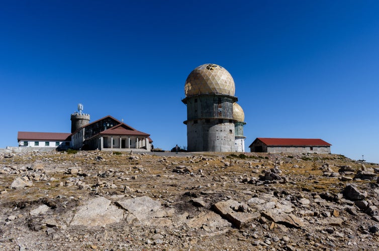 Tower in Serra da Estrela Natural Park, highest mountain point in autumn, Seia PORTUGAL