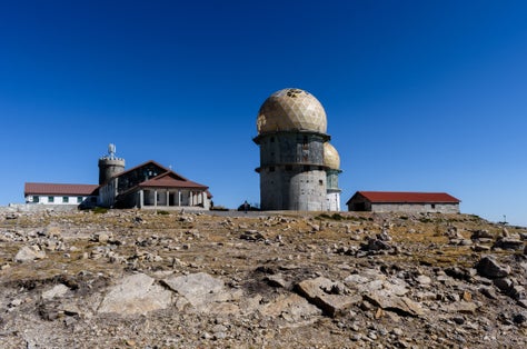 Tower in Serra da Estrela Natural Park, highest mountain point in autumn, Seia PORTUGAL